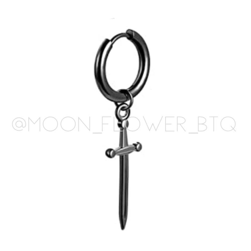 Black Dagger Sword Huggie Hoop Earring
